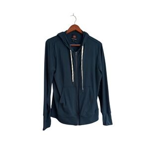 Mountain and Isles Mens Teal Blue Full Zip Hoodie Lightweight Stretch Jacket L